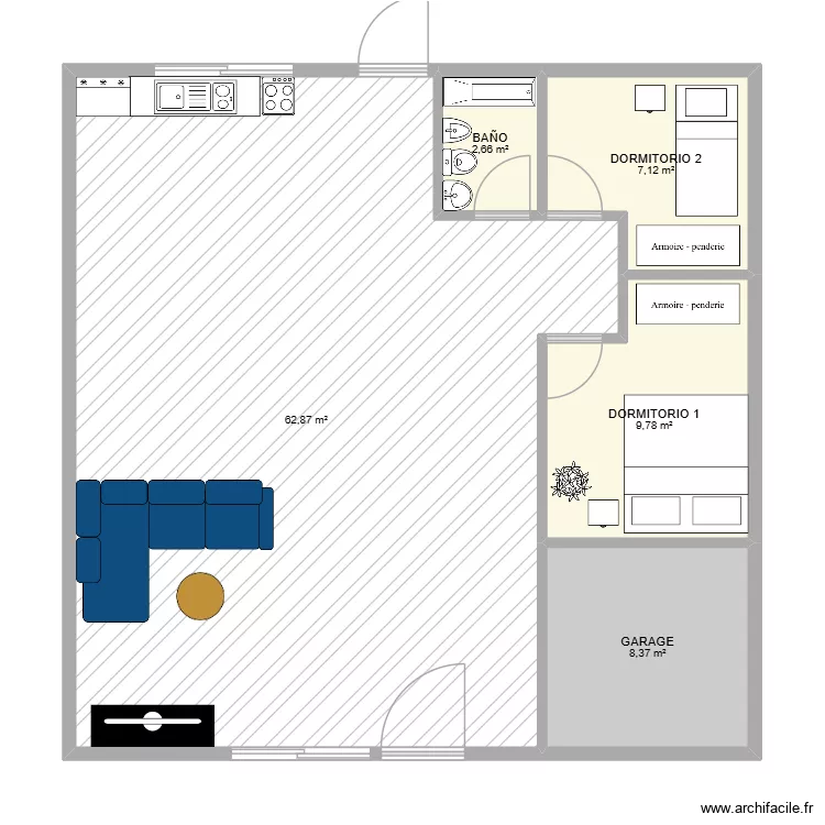 CASA. Plano de 5  y 91 m²