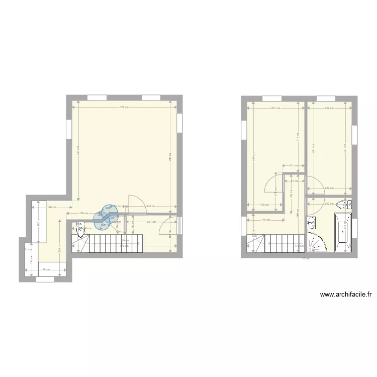 number 6 first and second floor with window in bathroom. Floor plan with 