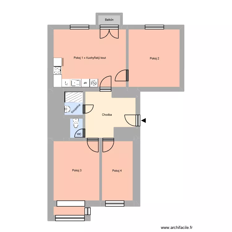 30.dubna 2307, byt 3. Floor plan with 30.dubna 2307, byt 3. Floor plan with
