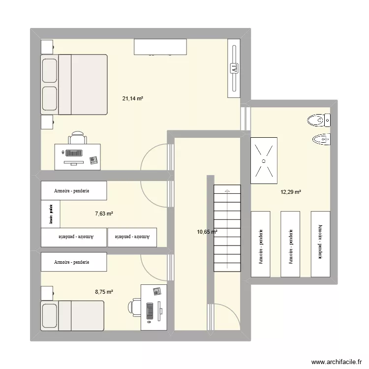Chambre. Floor plan with 5  and 60 m²