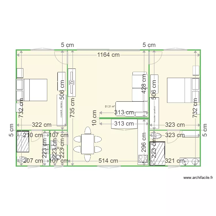 Granja T2 Modular. Floor plan with 