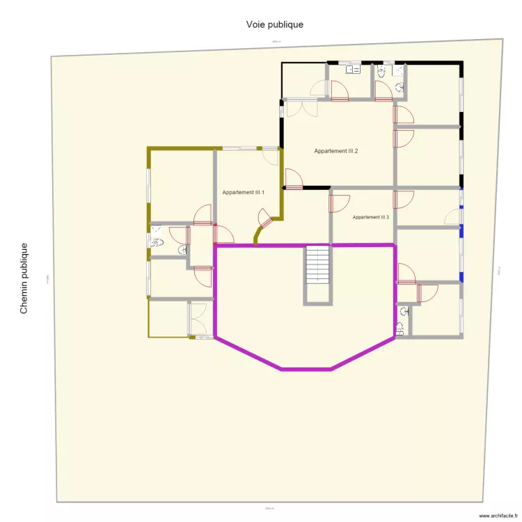 position appartement 3&egrave;me &eacute;tage. Floor plan with 