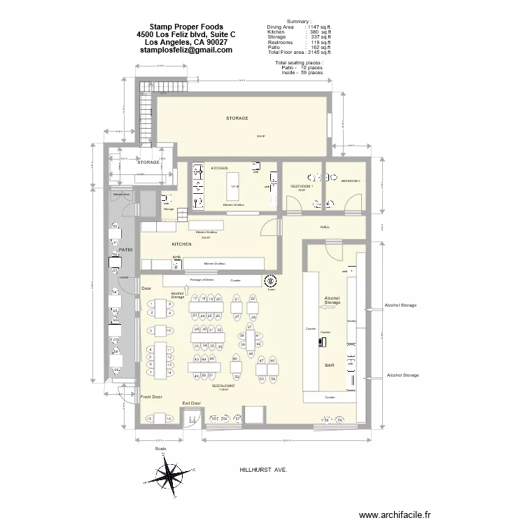 Stamp Proper Foods. Floor plan with 