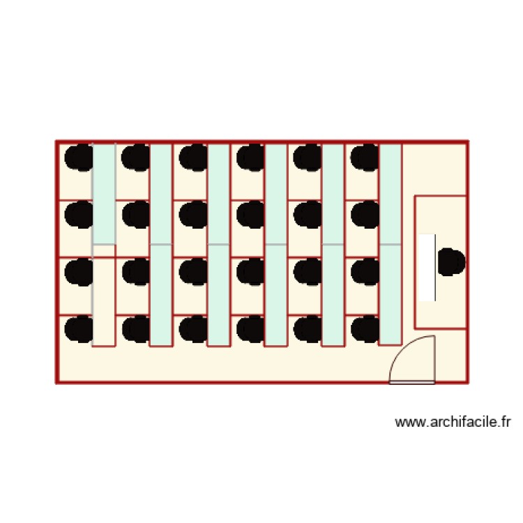 salle rouge disposition covid1 max. Floor plan with 0 room and 0 m2