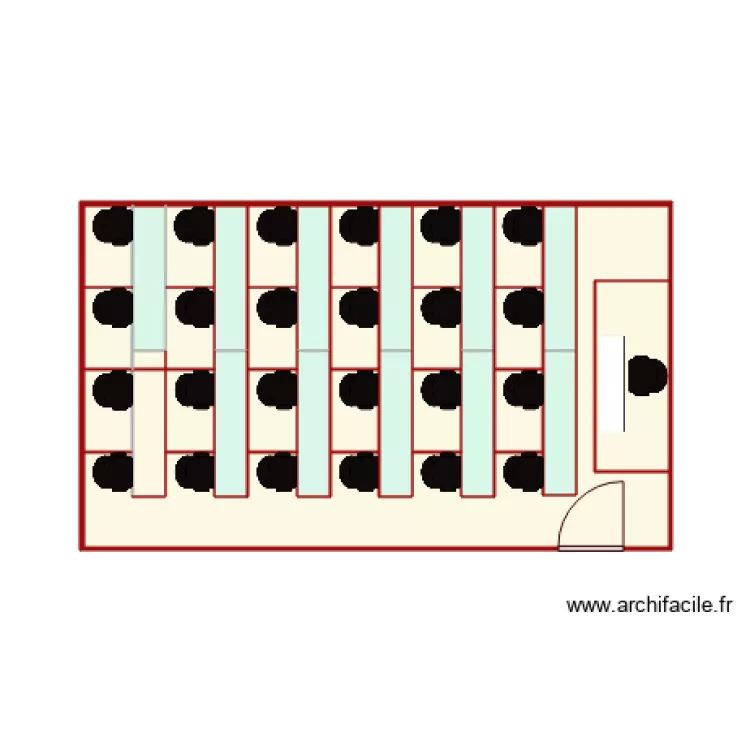 salle rouge disposition covid1 max. Floor plan with 