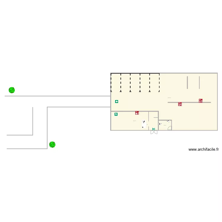 1 AC. Floor plan with 