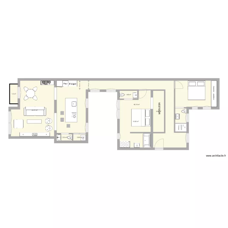 Castello 14 2habs. Floor plan with 