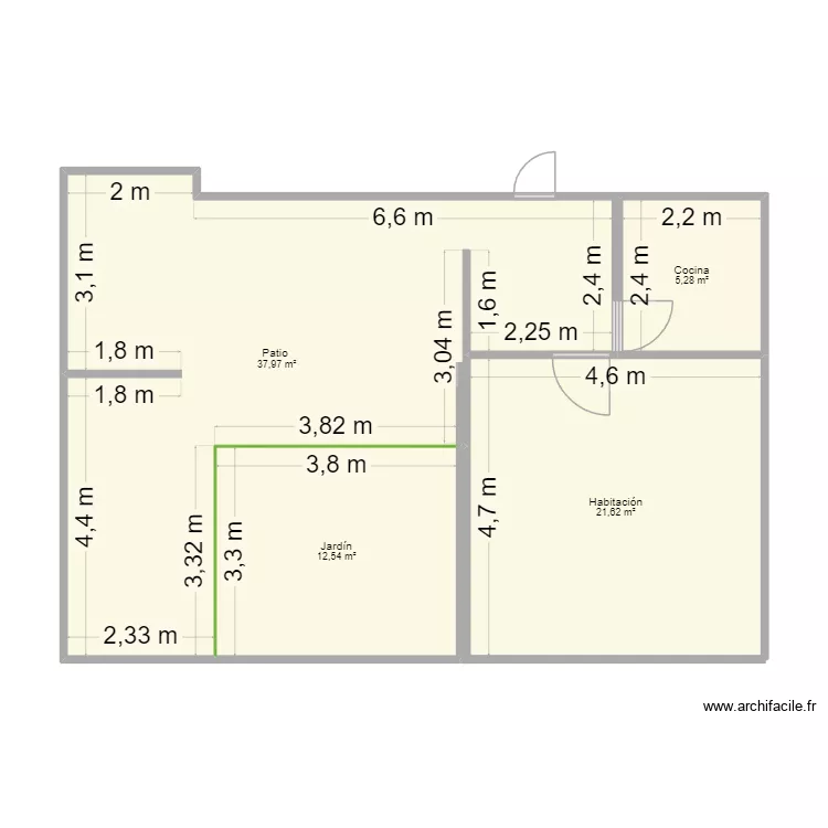 Casa 1. Floor plan with 4 and 77 m² Casa 1. Floor plan with 4 and 77 m²