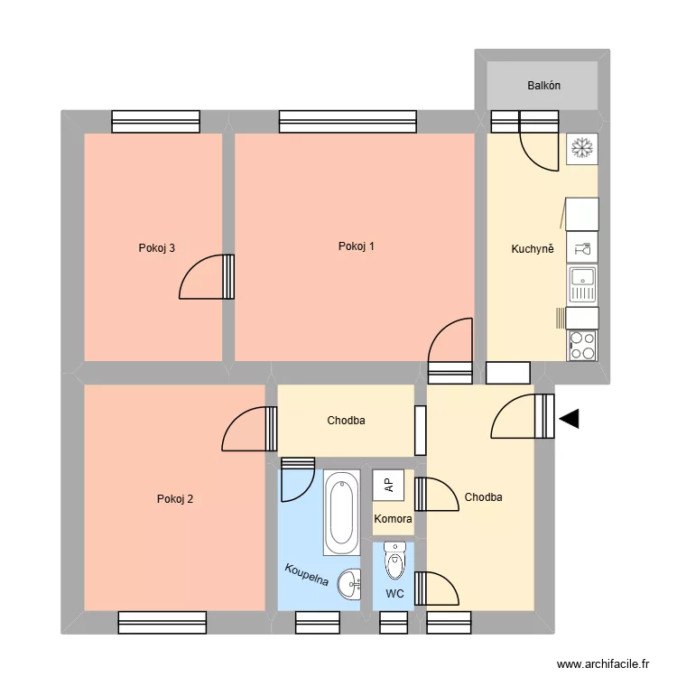 Boženy Němcov&eacute; 628, byt 3. Floor plan with 14  and 193 m²