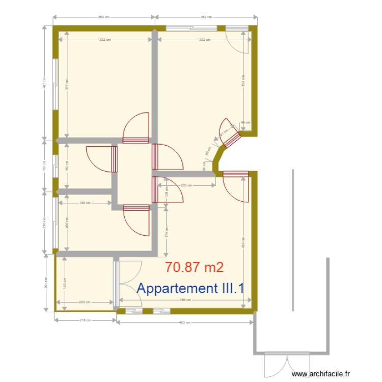 superficie appartement III1. Floor plan with 0 room and 0 m2