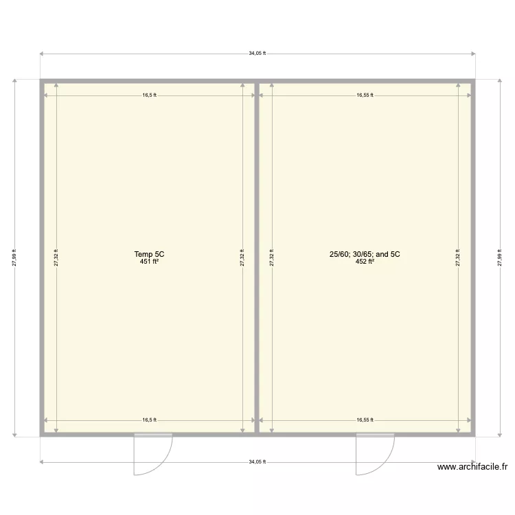 PPD 3 34x28 shared wall. Floor plan with 