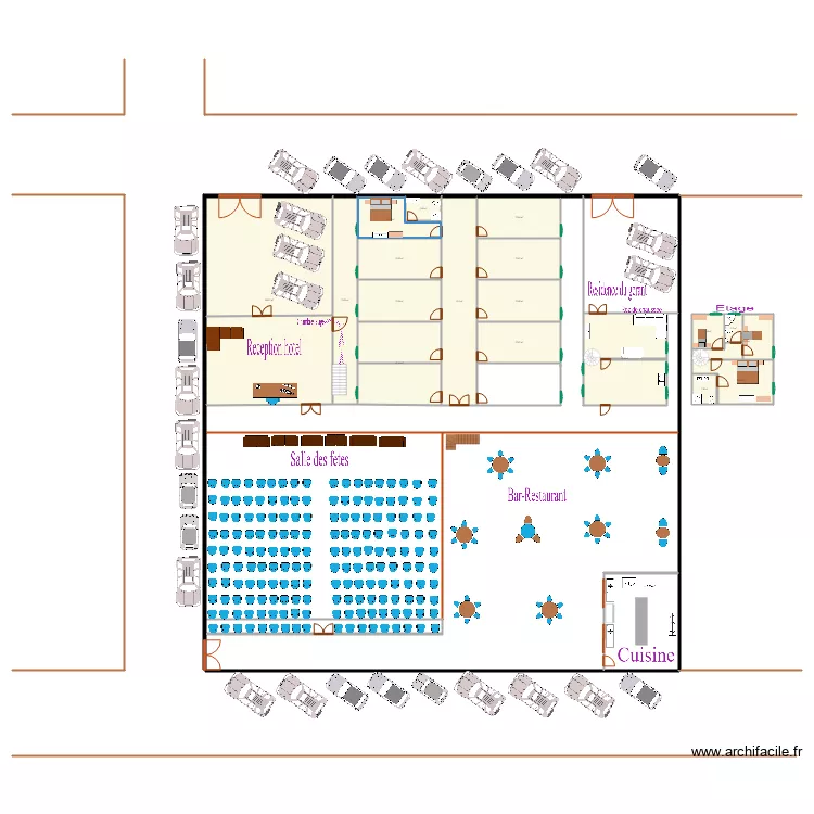 Projet de construction d un motel a Muzinda. Floor plan with 