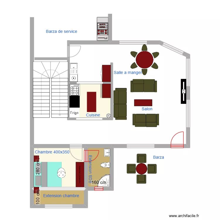 adronis rdc. Floor plan with 4  and 25 m²