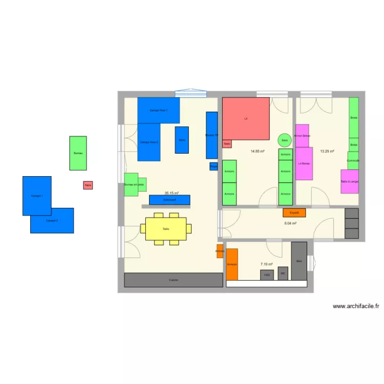 Wipkingen option bebac chambre. Floor plan with 