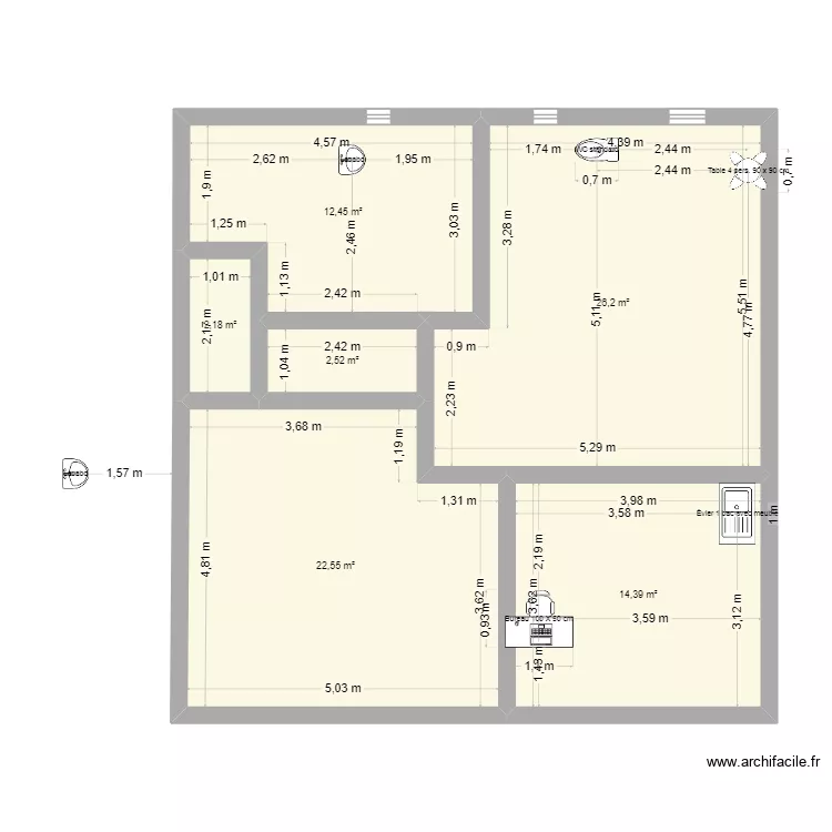 my plan. Floor plan with 6  and 80 m²