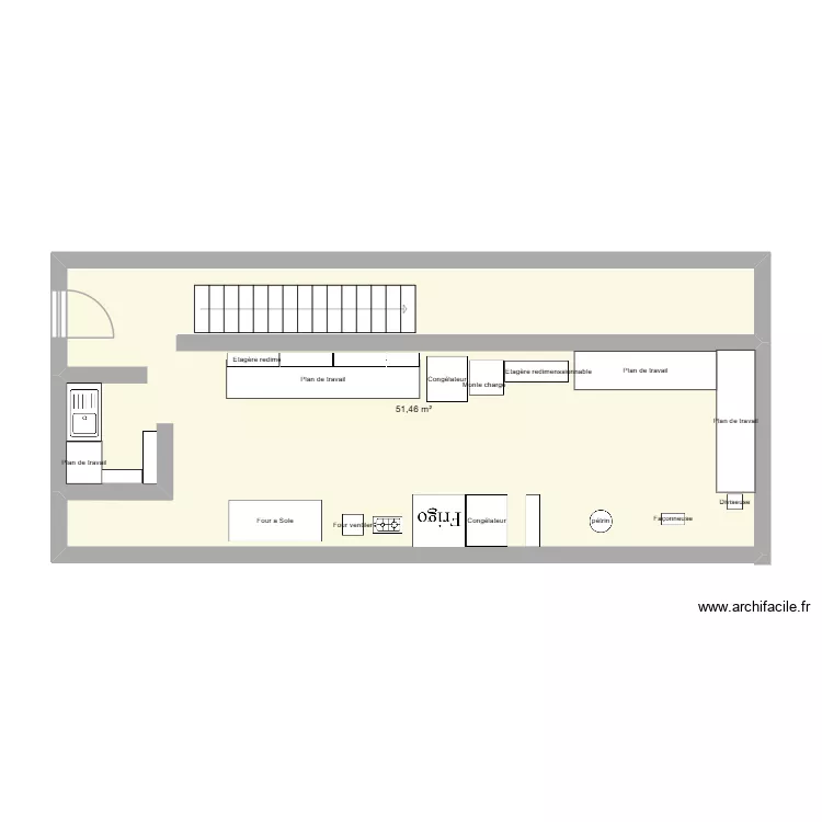 Plan labo boulangerie. Floor plan with 