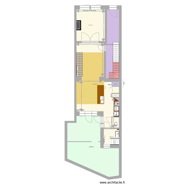 jeflo rezdechauss&eacute; OK nouvelle cuisine. Floor plan with 