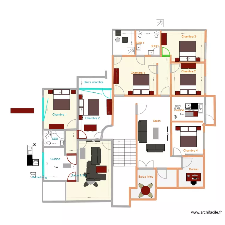 Appartement IIbis. Floor plan with 9  and 92 m²