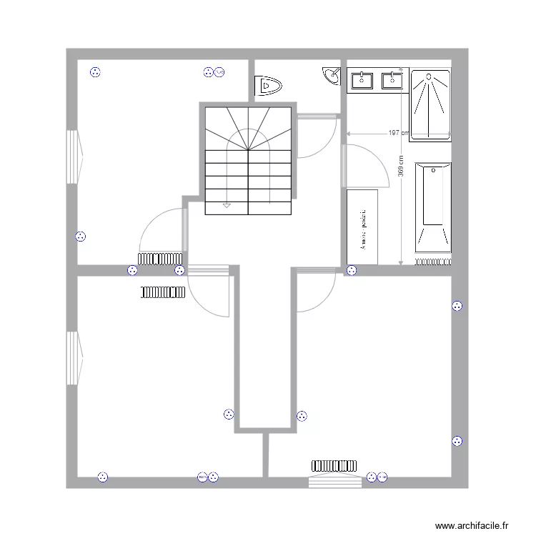 DSFA 1er etage Cloisons. Floor plan with 