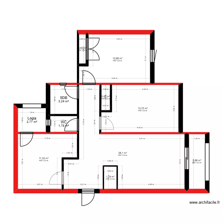 F3 AADL PLAN ALGER SA. Floor plan with 11 and 80 m² F3 AADL PLAN ALGER SA. Floor plan with 11 and 80 m²