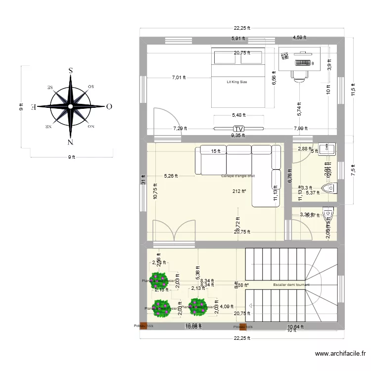 without toilet attach ff. Floor plan with 2  and 35 m²