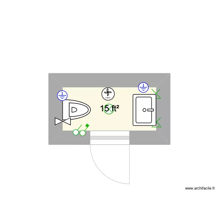 half bath CA USA. Floor plan with 