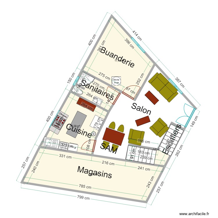 Projet de construction d'un appartement &agrave; 2 niveaux &agrave; kigobe - RDC. Floor plan with 0 room and 0 m2