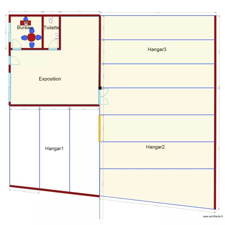 hangar cloisonn&eacute; Q10 charpente metallique1004. Floor plan with 