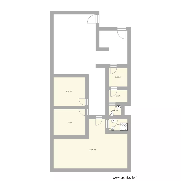 plan 1. Floor plan with 7  and 46 m²