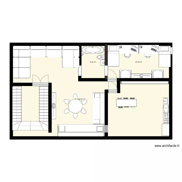 plan 3er. Floor plan with 3  and 105 m²