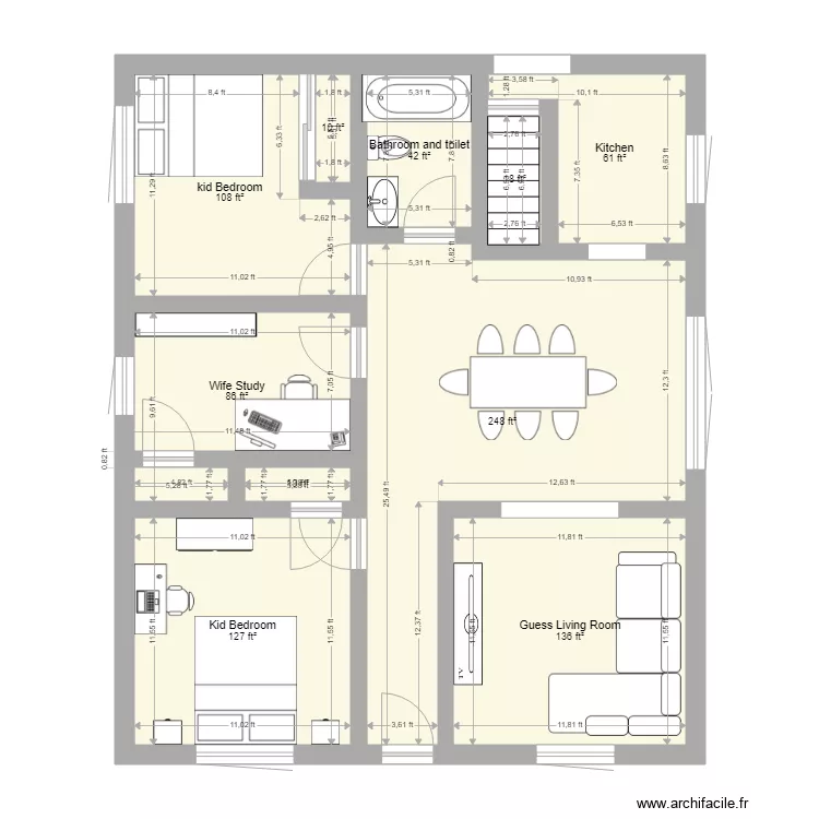 1rst floor. Floor plan with 