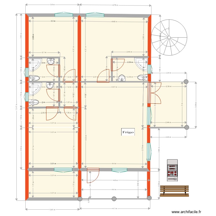 toiture 3 fermes. Floor plan with 0 room and 0 m2