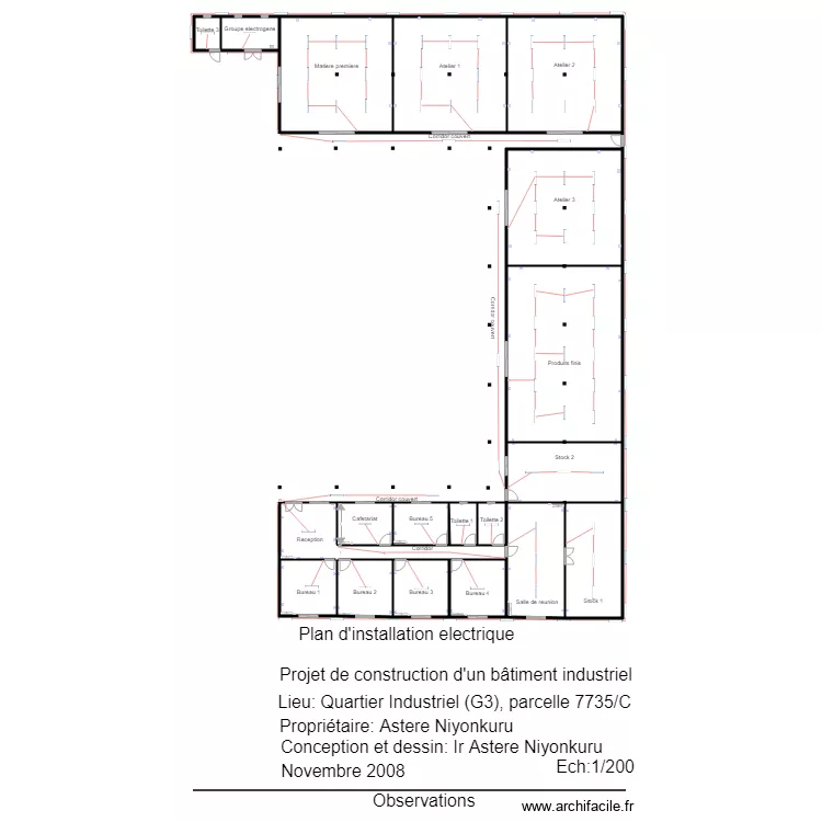 plan electricit&eacute; A3. Floor plan with 