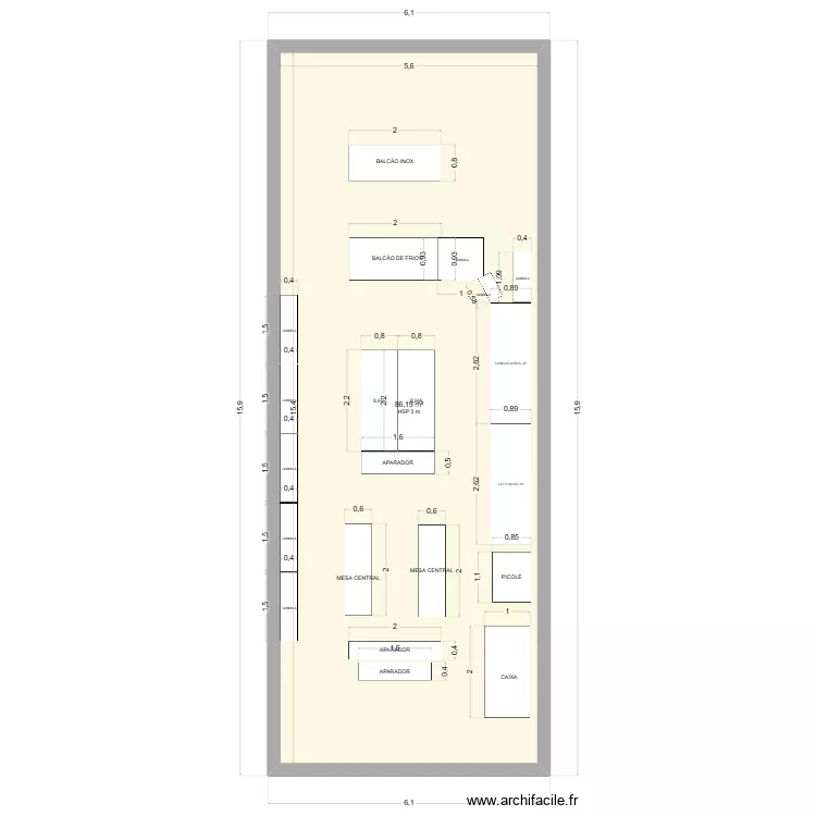 PROJETO LOJA 2. Floor plan with 1 and 86 m² PROJETO LOJA 2. Floor plan with 1 and 86 m²