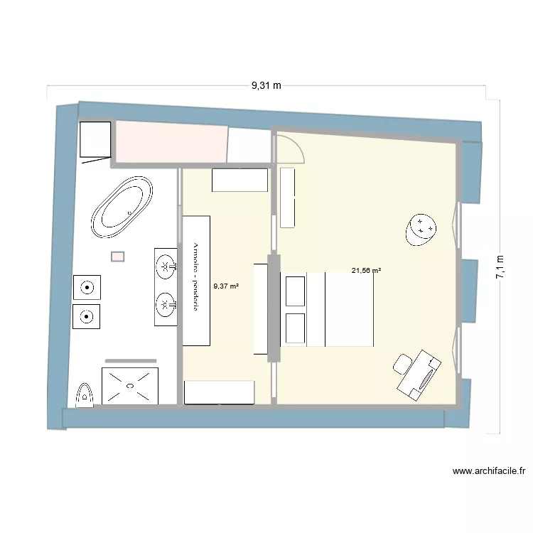 Master 2. Floor plan with 2  and 31 m²