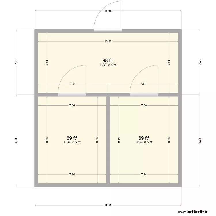 Rento - 2 Chambers + Ante. Floor plan with 