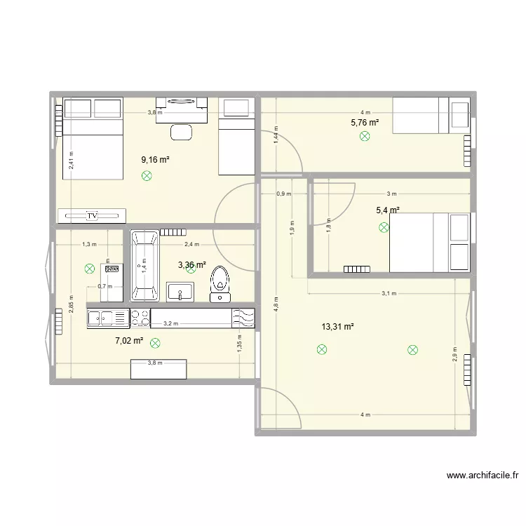 casa. Floor plan with 6  and 44 m²