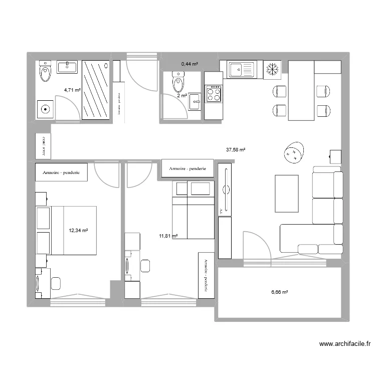 Diplomski rad 1. Floor plan with 7  and 76 m²