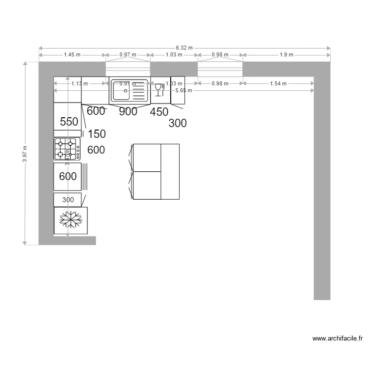 Kitchen Leroy 1. Floor plan with 