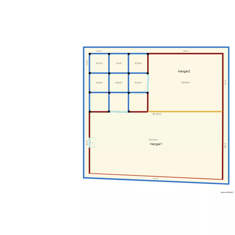 amenagement premier hangar150421. Floor plan with 