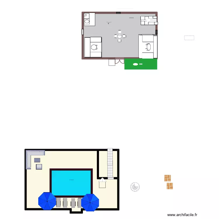 plan 1er. Floor plan with 2  and 206 m²