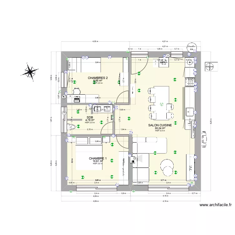 MAISON GARRAGE CUISINE 1. Floor plan with 4 and 55 m² MAISON GARRAGE CUISINE 1. Floor plan with 4 and 55 m²