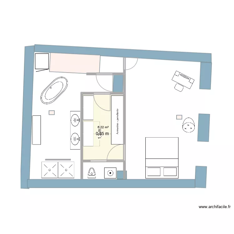 Master 1. Floor plan with 1  and 6 m²