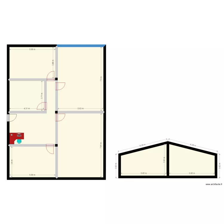 bureau Q10. Floor plan with 