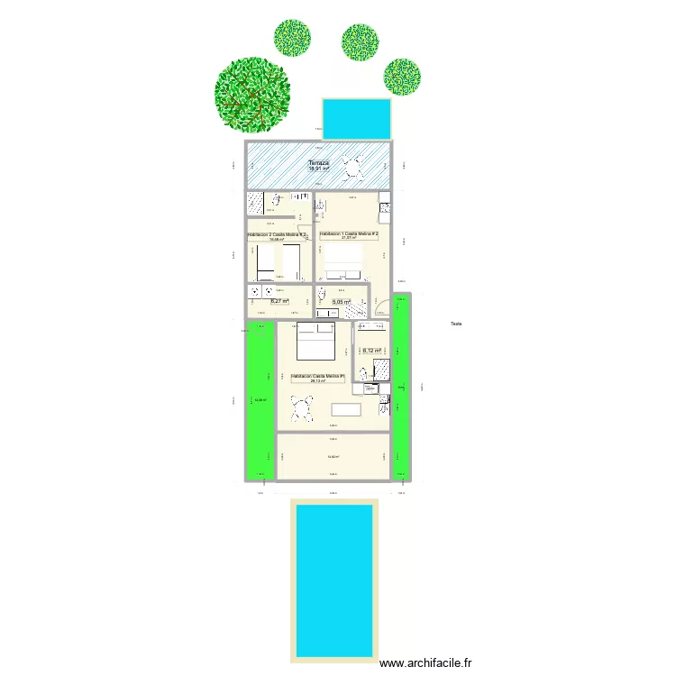 cabinas Melina. Floor plan with 