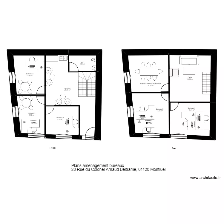 Bureau Montluel. Floor plan with 