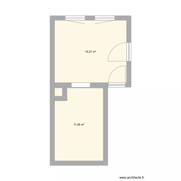 1.try. Floor plan with 2 Rooms and 25 m²