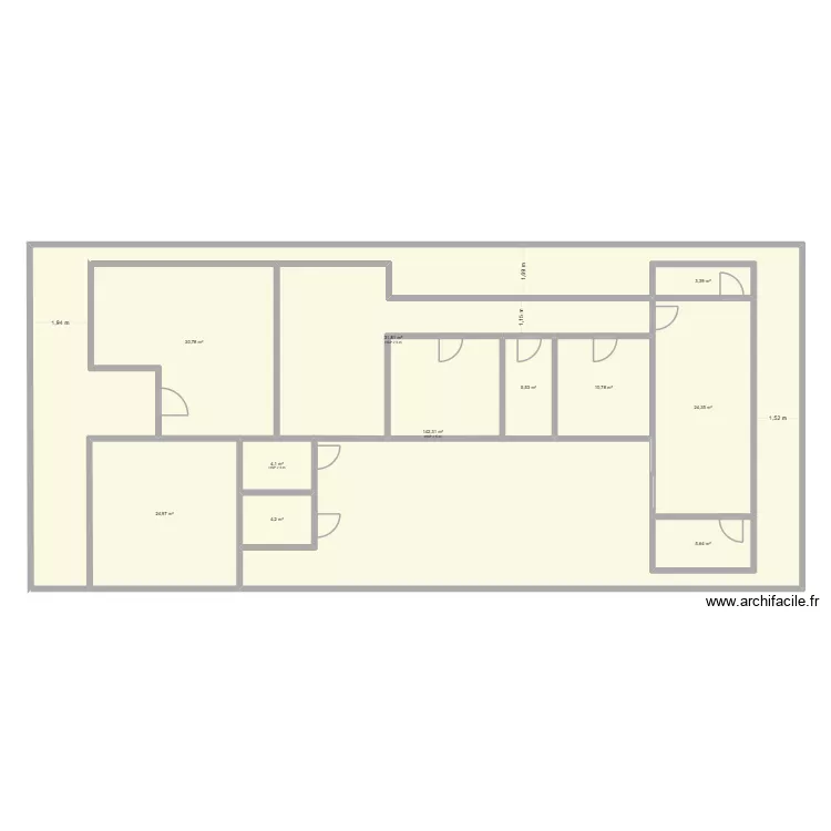 projeto 1. Floor plan with 11  and 288 m²