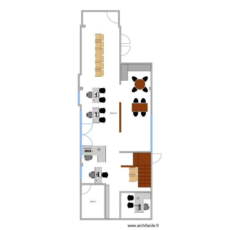 Servicio 3. Floor plan with 3 rooms and 104 m²