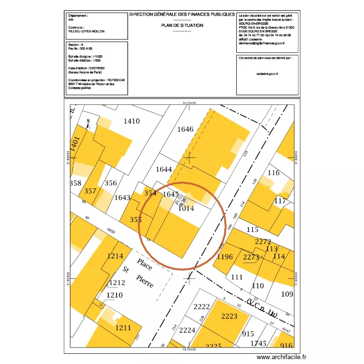 Place parking Villieu. Floor plan with 